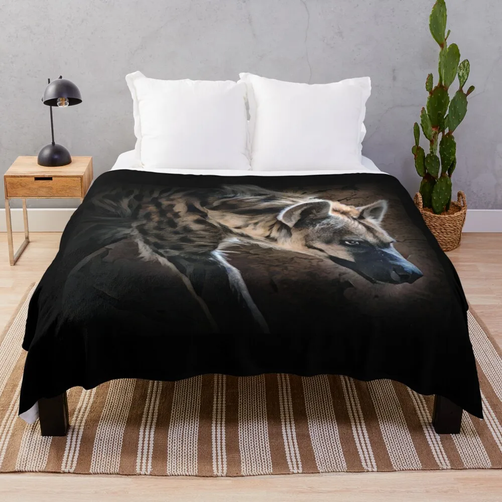 

Spotted Hyena In Shadows Throw Blanket Furry Blankets