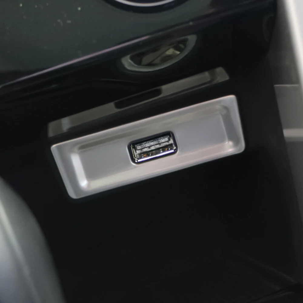 Car USB Port Panel Cover Trim for Volkswagen VW T-Roc TROC 2017 2018 2019 2020 2021 2022 Stainless Steel Interior Accessories