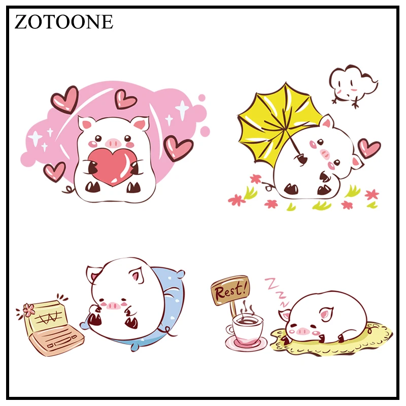 

Iron on Cute Animal Patch Pig Patches for Clothing Stickers on Clothes Heat Transfer for Kid T-shirt DIY Appliques Thermal Press