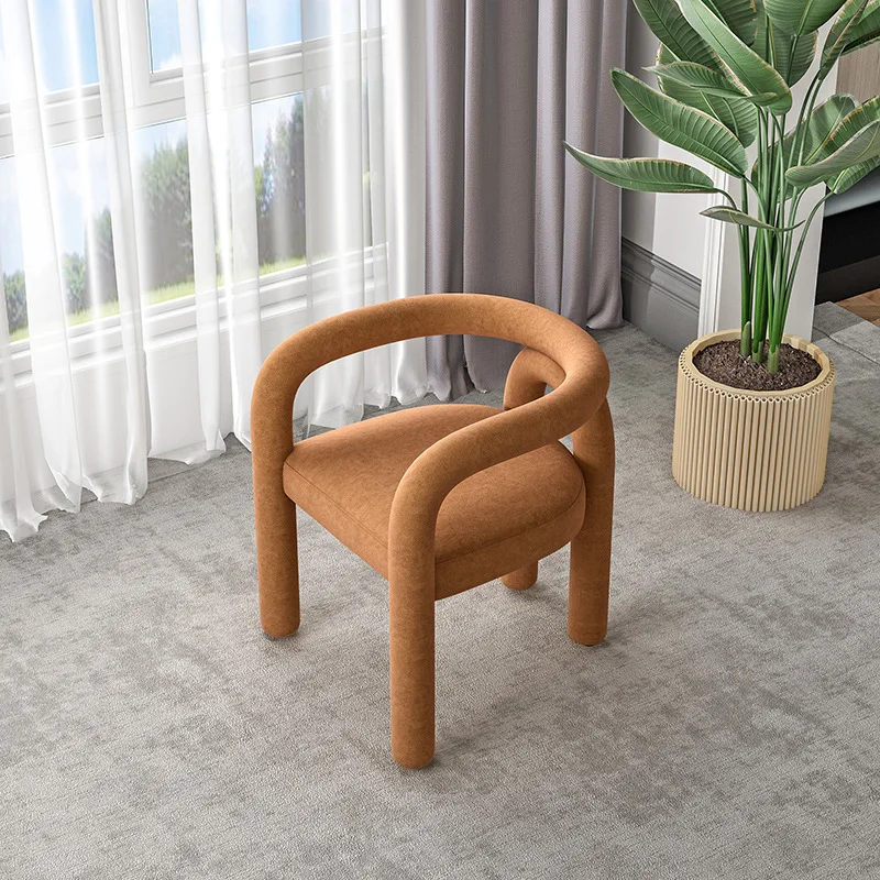 

Creative Curved Armchair Hotel Homestay Cashmere Dining Chair Living Room Bedroom Backrest Leisure Chair Dropshipping