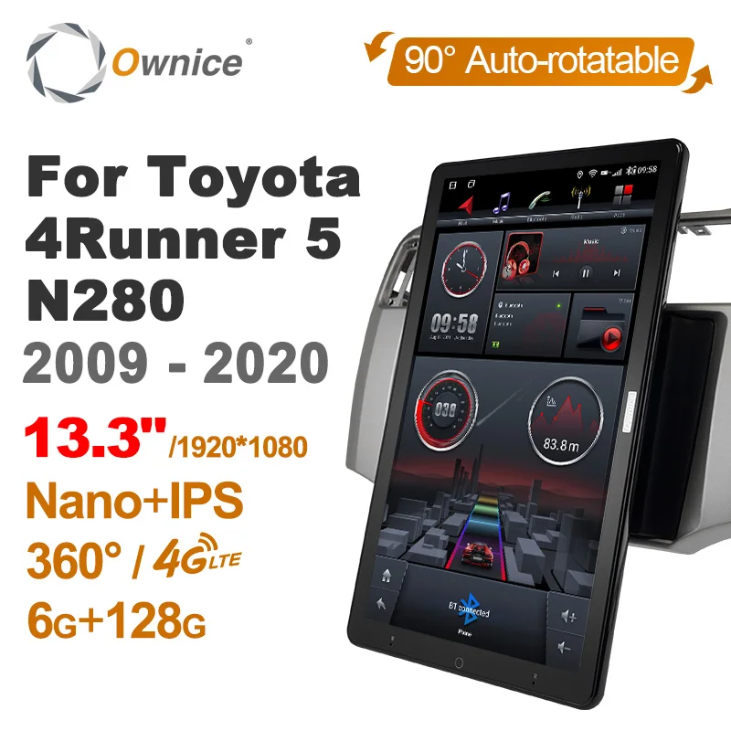 

Android K7 Ownice 13.3 Inch Rotation Autoradio 1 Din for Toyota 4Runner 5 N280 2009 - 2020 Car Radio Auto GPS Multimedia 6G+128G