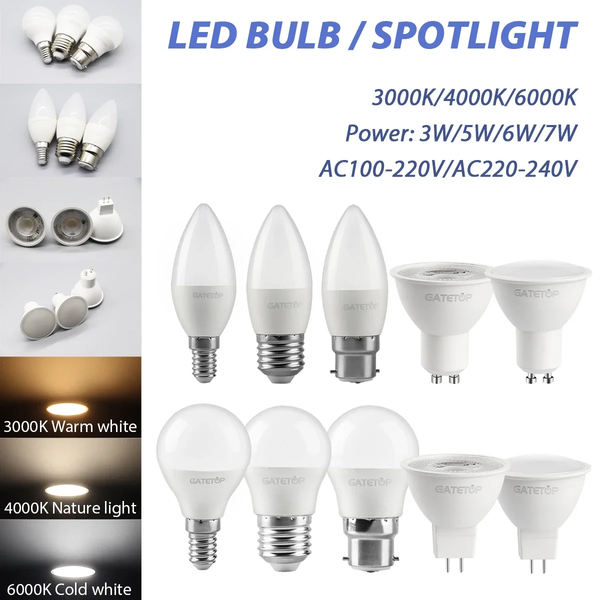 Энергосберегающая лампочка 8 шт. 110 В переменного тока в E14 E27 B22 цоколь Gu10 Gu5.3