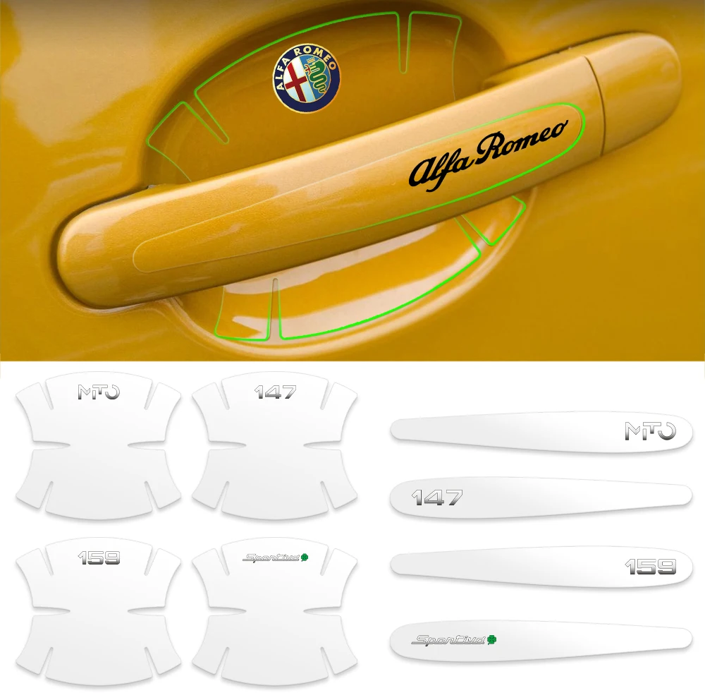 4/8 шт. защитная пленка для дверной чаши автомобиля из ПВХ наклейки с эмблемой Alfa