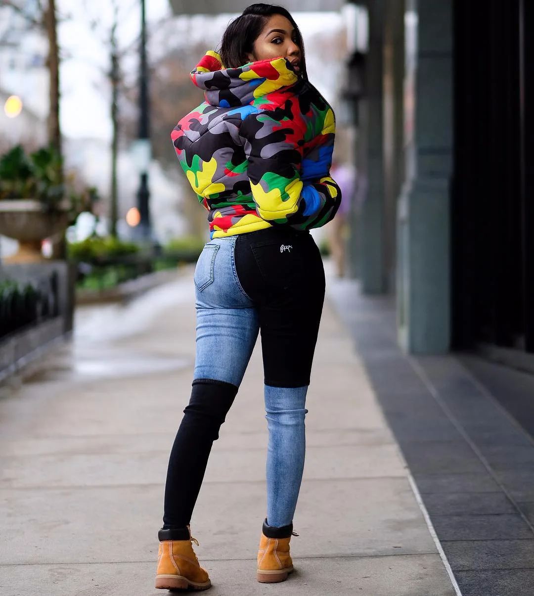 New Plus Size Short Parkas Women Winter Casual High Collar Long Sleeve Zipper Thick Camouflage Print Coat Streetwear 4 colors