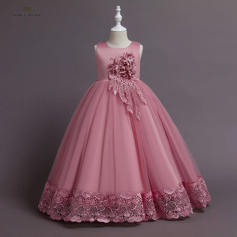 

Flower Girl Dresses O-Neck Floor-Length Pageant Dresses for Girls with Lace