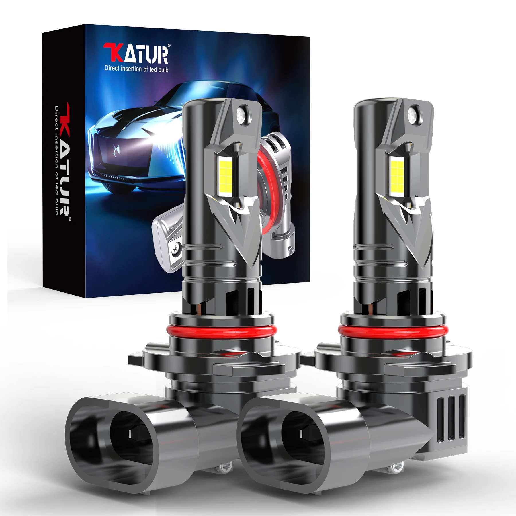 Фото Светодиодные лампы Katur 2x HB3 9005 для авто, фары с вентилятором, 12В, чипы CSP, дальний свет, для Honda Accord 2008~2023, CRV 2007~2023 №1