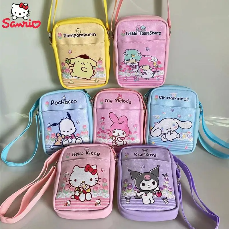 

Sanrio сумки через плечо, мультяшная Милая женская сумка Hello Kitty, кошелек из искусственной кожи, вместительная сумка для хранения My Melody, подарок