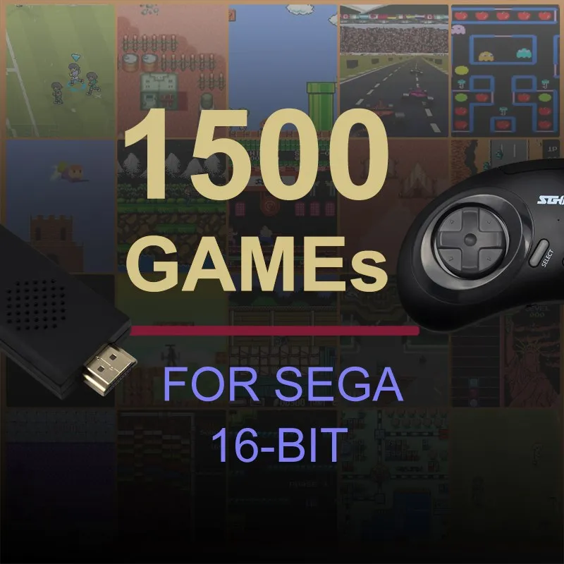 16-битная Беспроводная игровая консоль MD для Sega Genesis Game Stick HDMI-совместимая с 1500 +