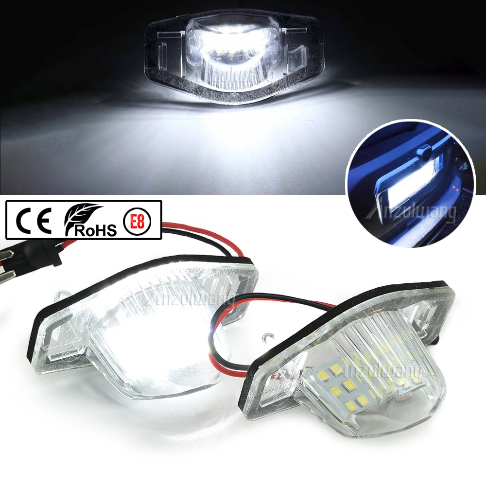 

2Pcs Car Number License Plate LED Light Pure White For Honda Crv Fit Odyssey Jazz Hrv Frv CR-V Stream 12V SMD 18 LED Number Lamp
