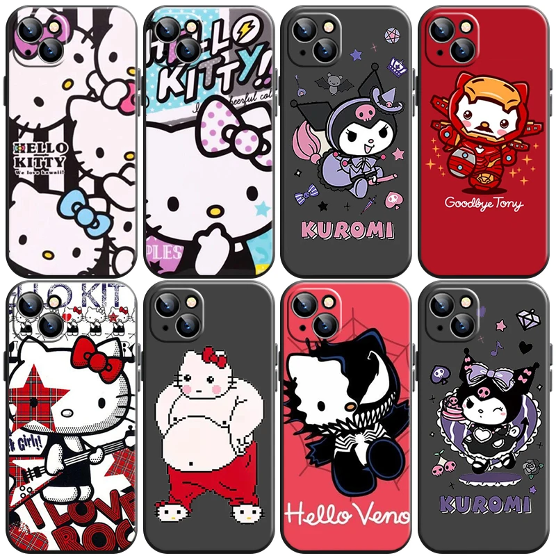 

Hello Kitty Phone Case For Funda iPhone 11 13 Pro Max 12 Mini X XR XS Max 6 6s 7 8 Plus Coque Etui Celular Back Soft Carcasa