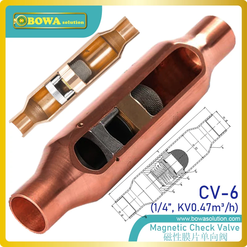 

Обратный клапан 1/4 ~ 5/8 дюйма с ODF хорошего выбора для охладителя воды с тепловым насосом для смены направления потока хладагента или сборки труб EVI.