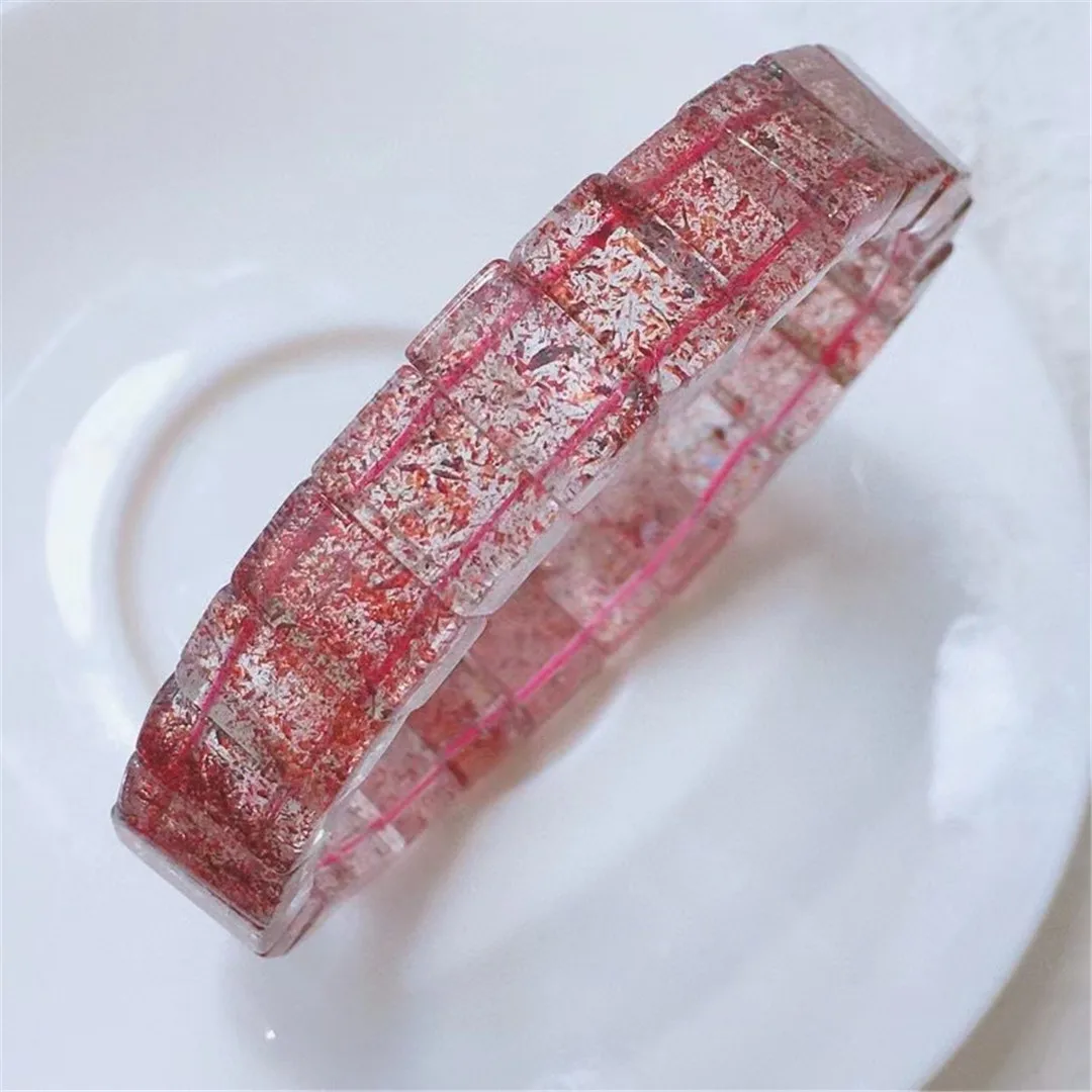 

Natural Gold Strawberry Quartz Bangle Bracelet For Women Lady Men Beauty Crystal 12x7mm Beads Energy Stone Strands Jewelry AAAAA