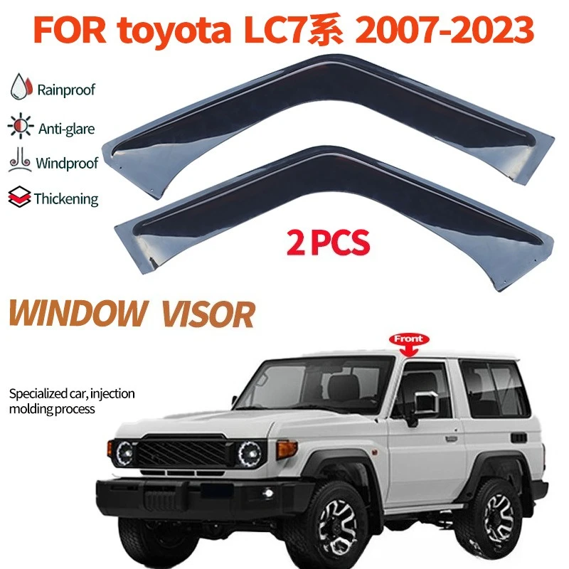 Фото Дефлекторы окон (ветровики) для Land Cruiser LC79 70 2007-2023: защита от солнца и дождя, вентиляционные накладки, ветрозащитные элементы, молдинги №1