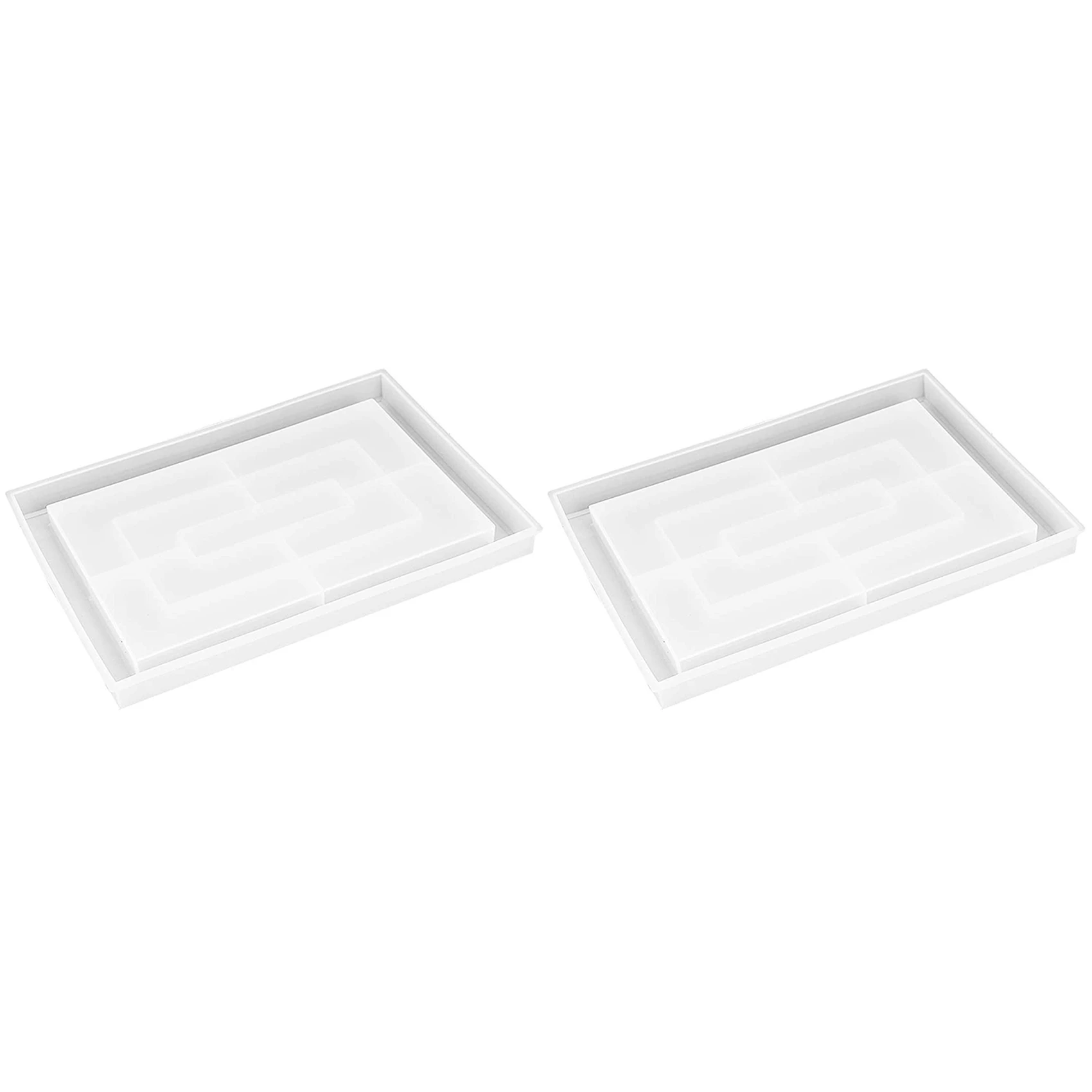 

2X Resin Mold Silicone, Large Rectangle Rolling Tray Molds For Epoxy Resin, Resin Serving Board Mold With Edges