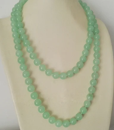 

Fashion Women's 8mm Natural green stone Round Beads Long Necklace 48''