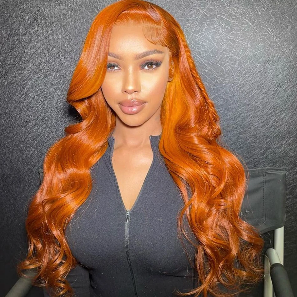 Ginger Orange 13x6 Lace Front Wigs Human Hair Body Wave HD Transparent Lace Wig For Women  13x4 Human Hair Lace Frontal Wigs