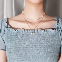 fashion single pearl choker necklace doubel chain pearls pendant necklace for women girl party wedding necklace gift