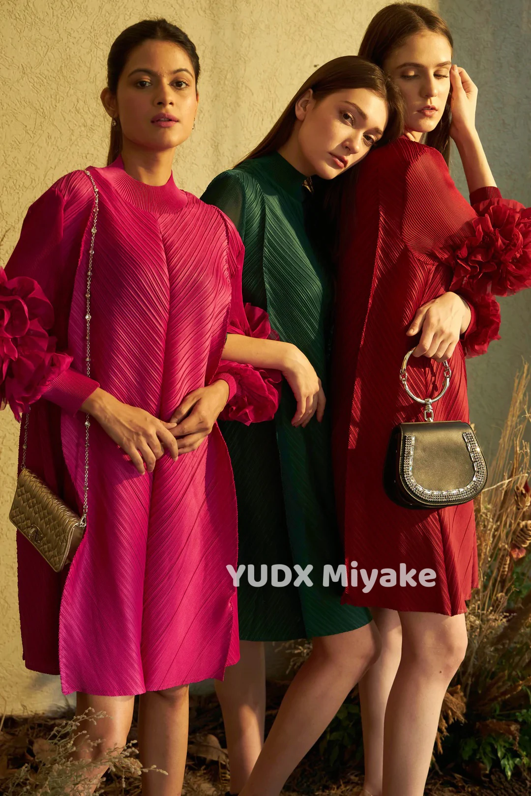 

YUDX Весна 2023 новинка Женская плиссированная юбка миаке со складками воротник Чонсам Платье с пузырьковым плиссированным рукавом для женщин Повседневная одежда