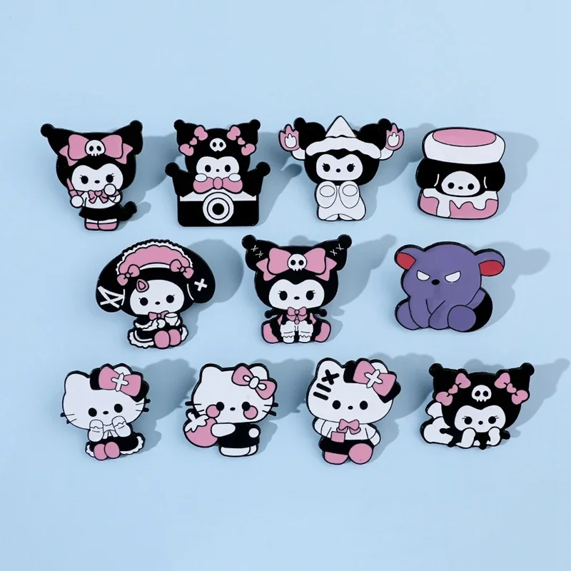 Японский милый мягкий металлический значок Sanrio KT Cat Kuromi брошь из сплава сумка для