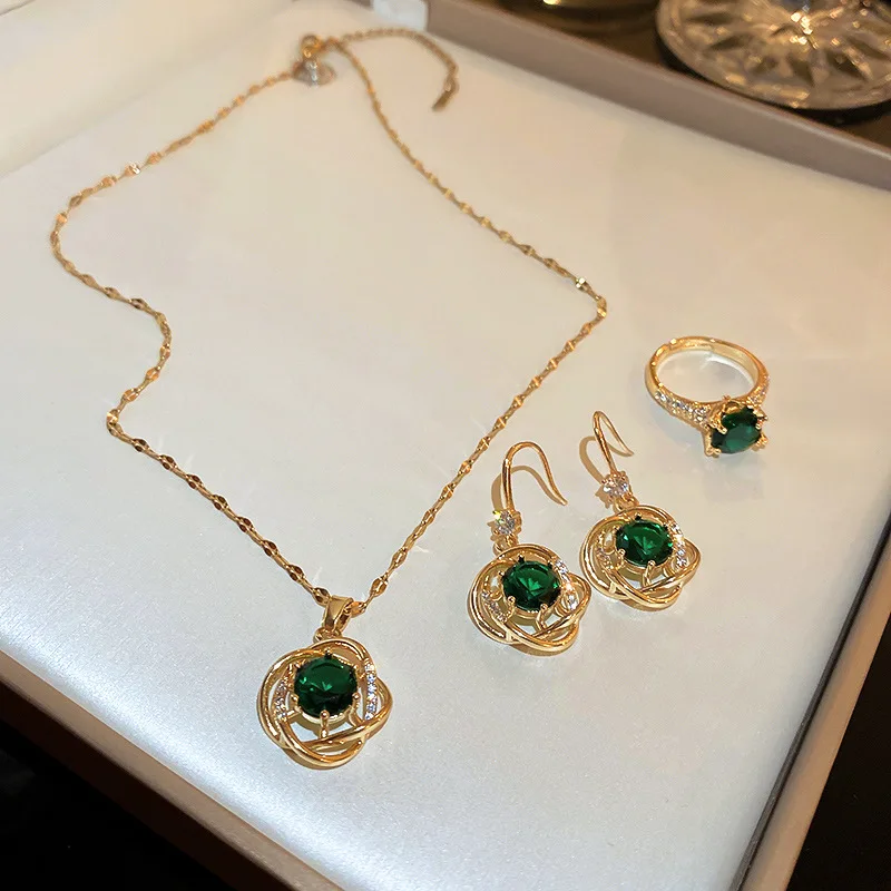 

2022 Korean Fashion New Green Flower Earrings Temperament Metal Simple Versatile Earrings Elegant Women's Jewelry