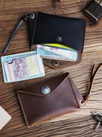 us horween chromexcel leather coin purse handmade genuine leather credit card slot id card holder pouch small wallet men women