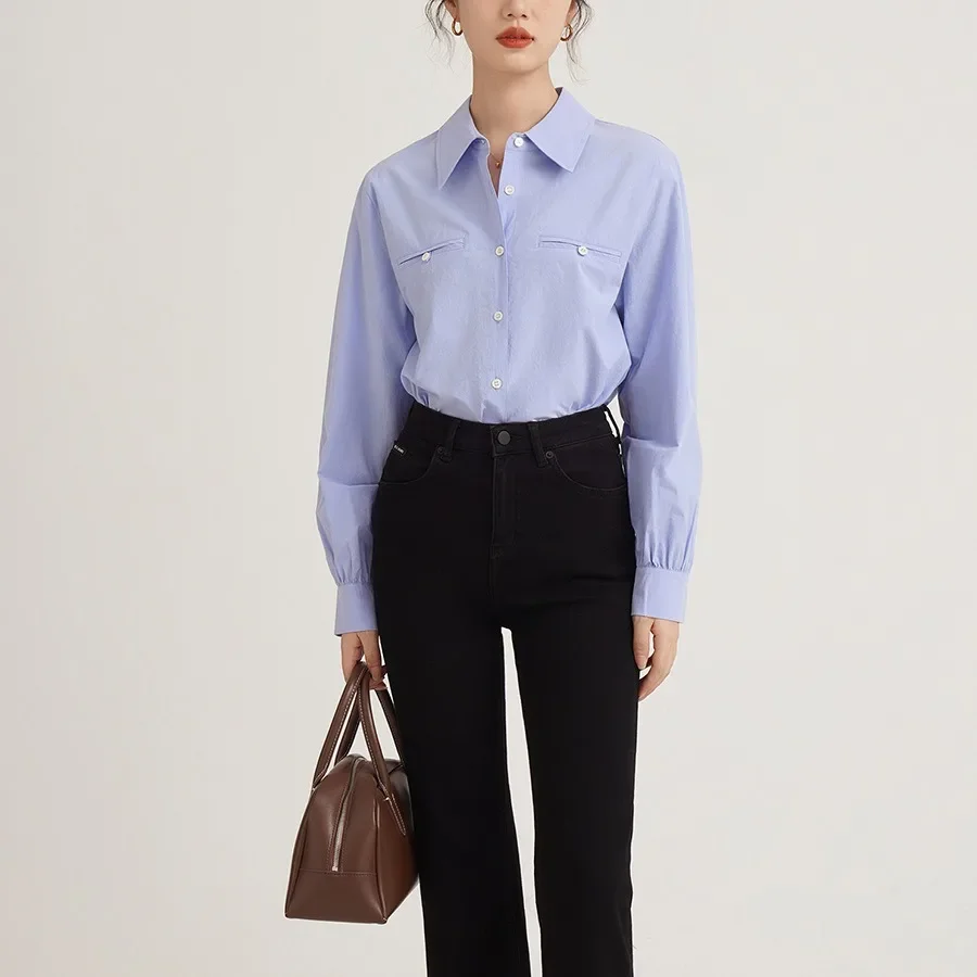 Женская осенняя рубашка с длинным рукавом стильная разумный дизайн нишевый