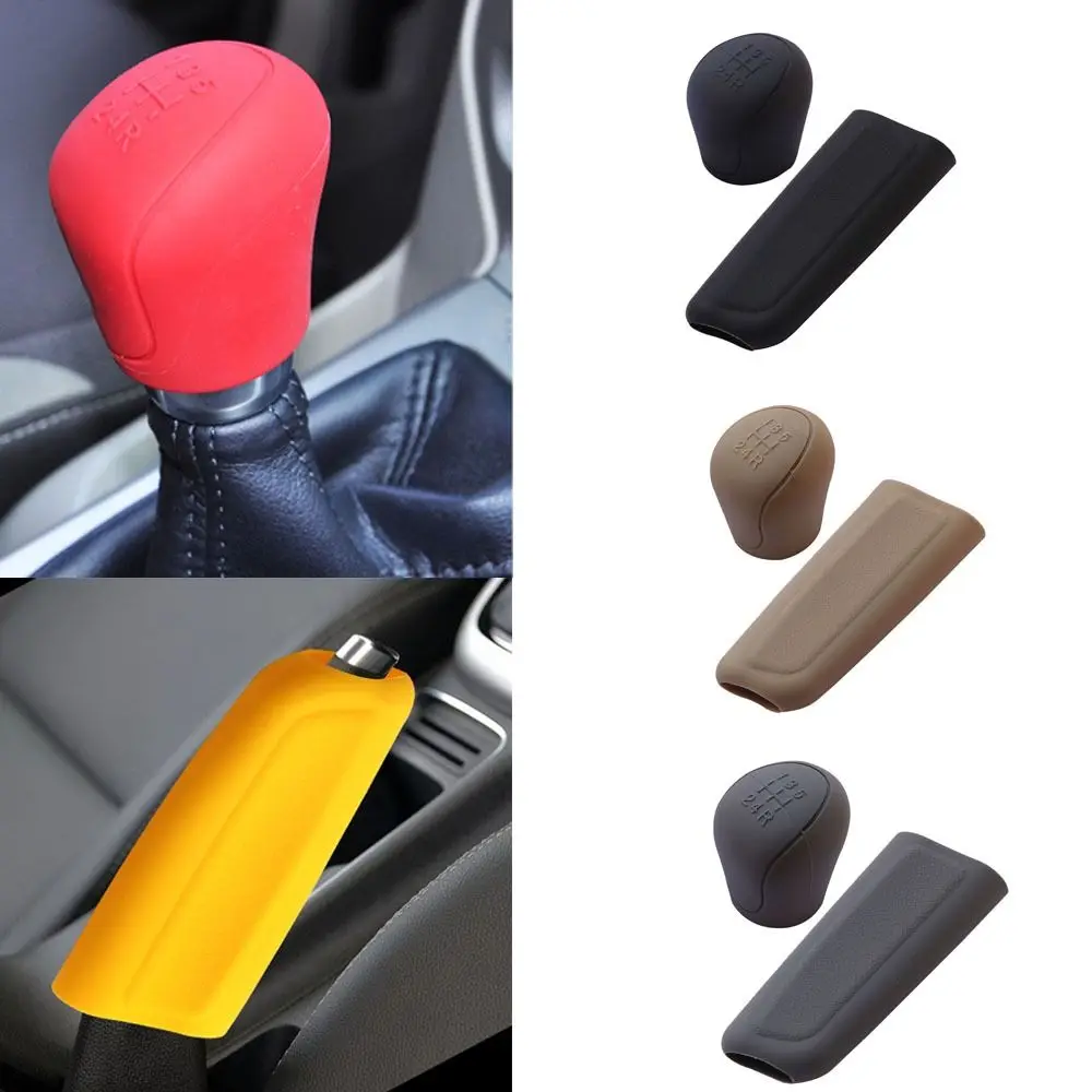 

Wear Resistance Car Interior Handbrake Grip Cover Set Gear Hand Knob Sleeves Handbrake Sleeve Gear Shift Knob Cover