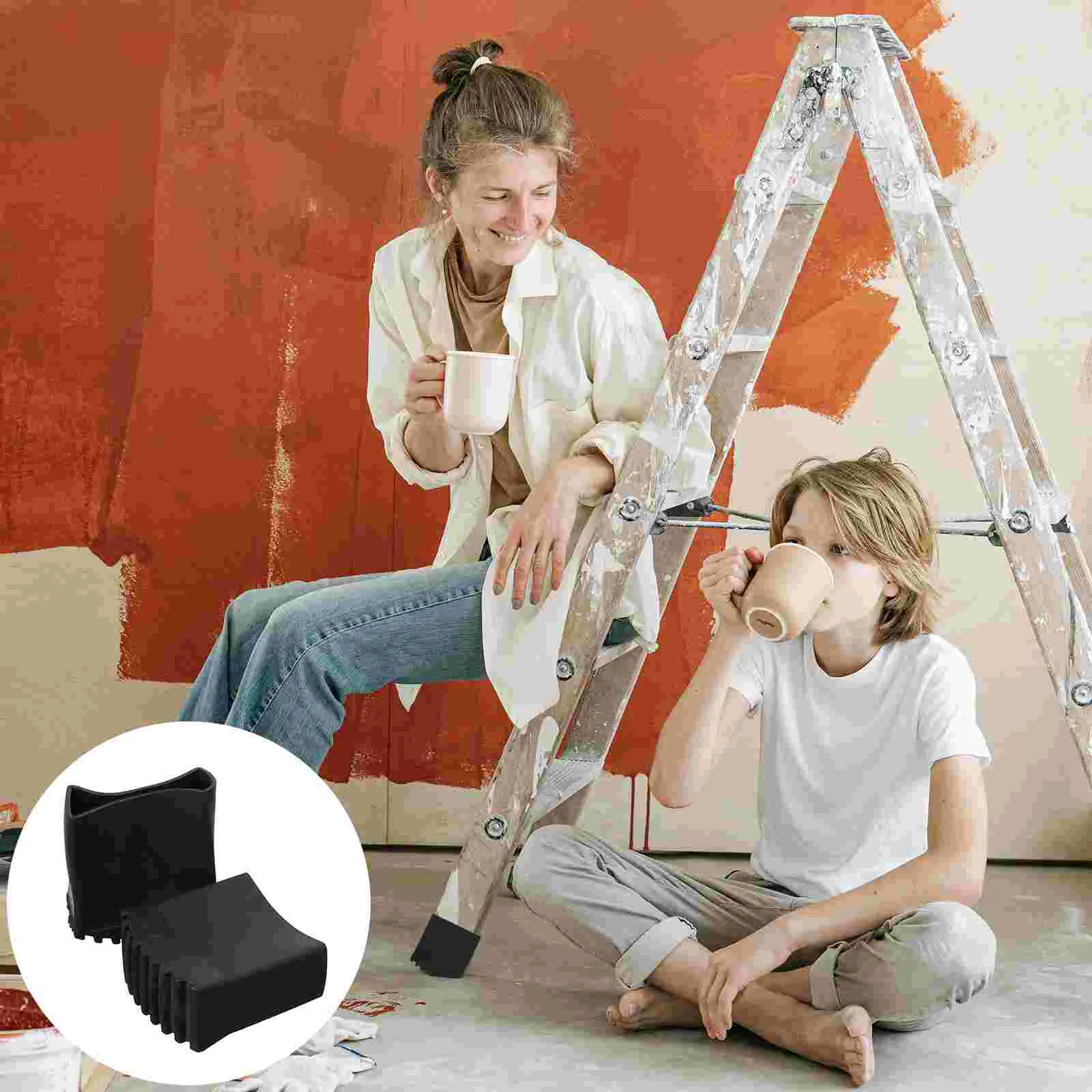 

2 Pcs Plastic Chairs Herringbone Ladder Anti- Mat Safe Pads 7X6.5X3cm Non-skid Black Rubber Feet Accessories
