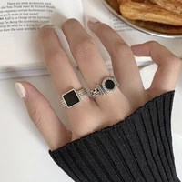 s925 sterling silver round roman numeral hollow index finger ring black circle womens tail ring couple aristocats evil eye ring
