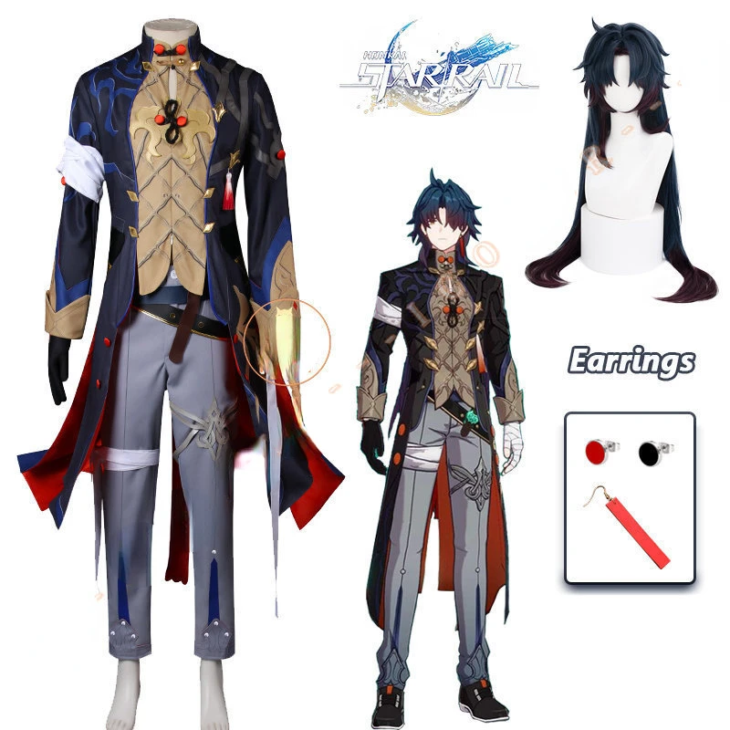 

Honkai Star Rail Blade Cosplay Costume Wig Game Uniform Earrings Stellaron Hunters Astral Express Halloween Party Women Men Prop