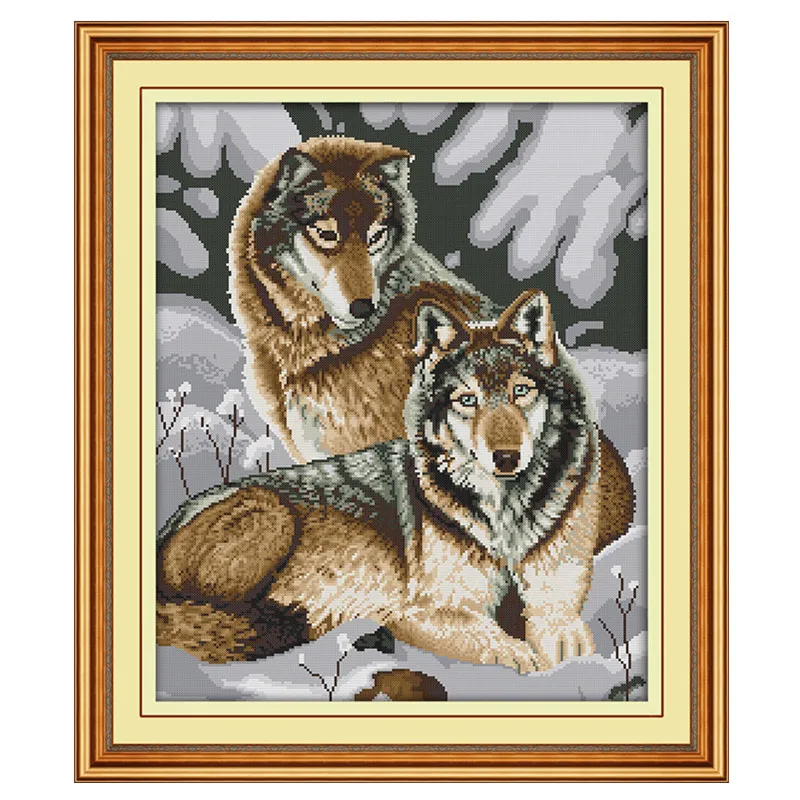 

Snow wolves cross stitch kit animal lovers wolf 18ct 14ct 11ct count print canvas stitches embroidery DIY handmade needlework