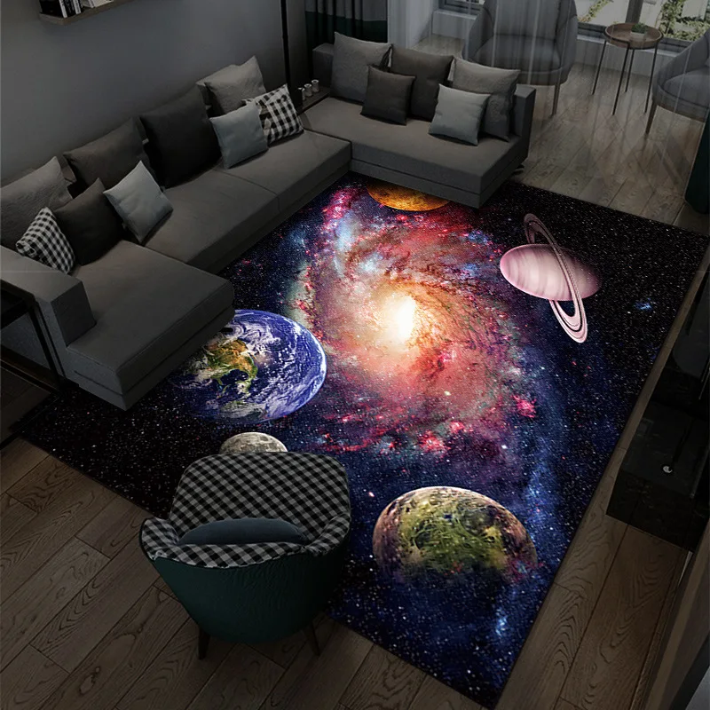 

3DVision Cosmic Planet Floor Carpet For Living Room Door Entrance Absorb Water Anti-Slip Mat Kitchen Bathroom Foot Rug Table Pad