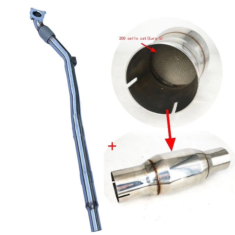 Выхлопная труба Turbo Catless Downpipe для 2.0T 3.0'' /AU A3 FSI /SEAT LEON FR CUPRA GOLF GT I 2.0 MK5 MK6+200 ячеек