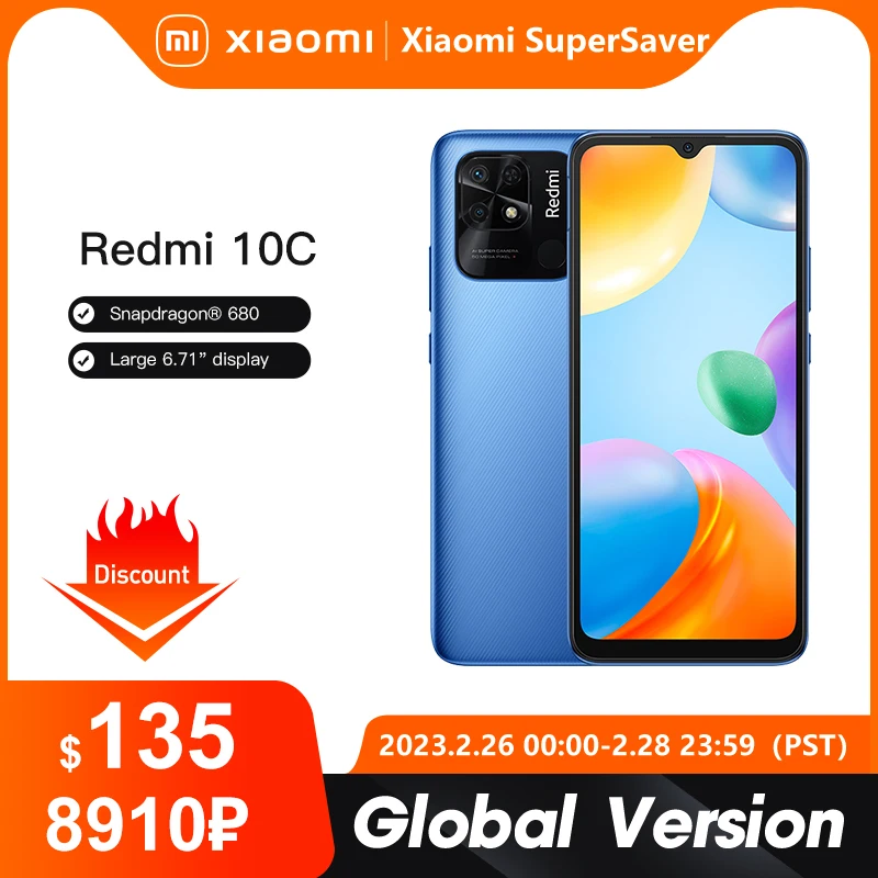 

Global Version Xiaomi Redmi 10C 4GB 64GB / 4GB 128GB Smartphone Snapdragon 680 Octa Core 6.71" Display 50MP Rear Camera 5000mAh