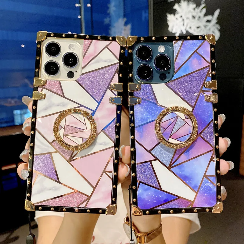 

Luxury Rhombus Pattern Marble Diamonds For Samsung Galaxy A32 A20S A50 A10S A72 A22 A71 A21S A51 A70 M30S M21 4G5G Square Case