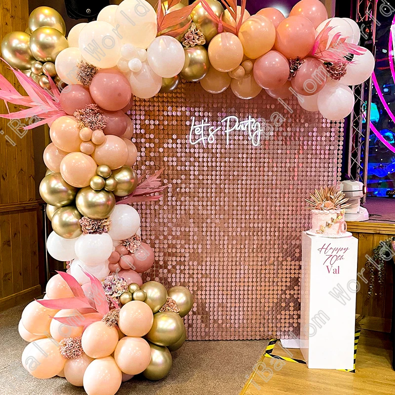

Retro Pink Cream Peach Gold Latex Balloons Garland Arch Kits Wedding Happy Birthday Party Event Baby Shower Backgound Decoration