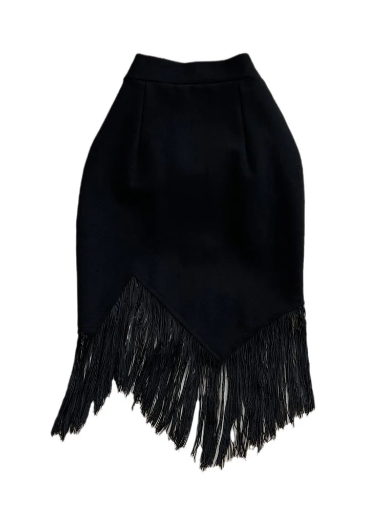 Женская юбка с кисточками и высокой талией