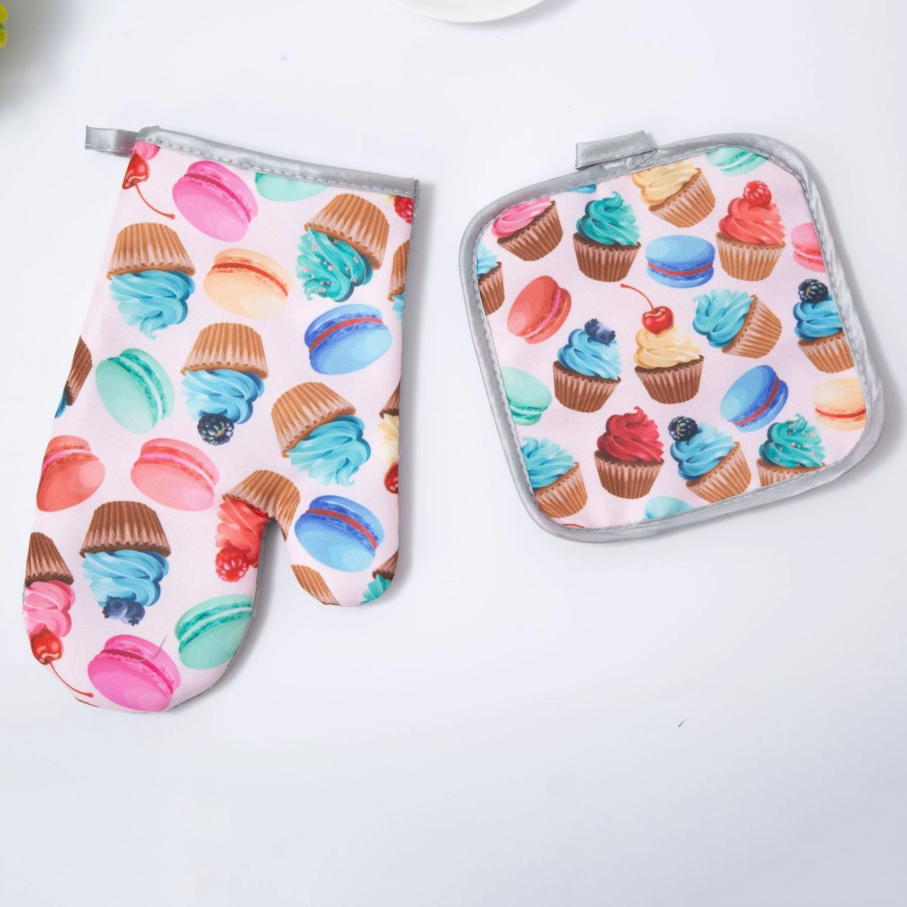 

Dessert Pattern Oven Mitt Glove Pad Donut BBQ Microwave Anti-Hot Insulation Mat Cup Cake Kitchen Baking Tools Accessories Decor