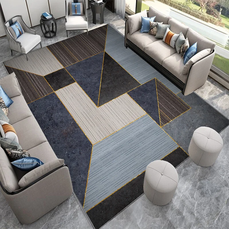 

Nordic Geometric Carpet for Living Room 2x4m Large Area Bedside Rugs Decor Bedroom Non-slip Elastic Kitchen Floor Mats Washable