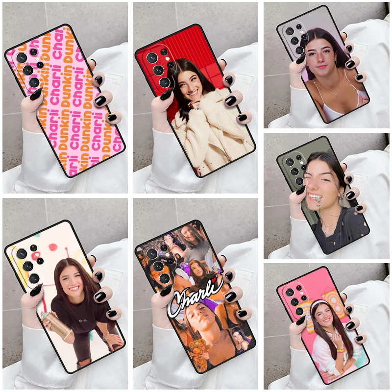 Чехол для телефона Samsung Galaxy S24 S23 S21fe S22 Ultra Plus Note 10 20 S8 S9 S10 чехол CHARLI DɺMELIO FACE