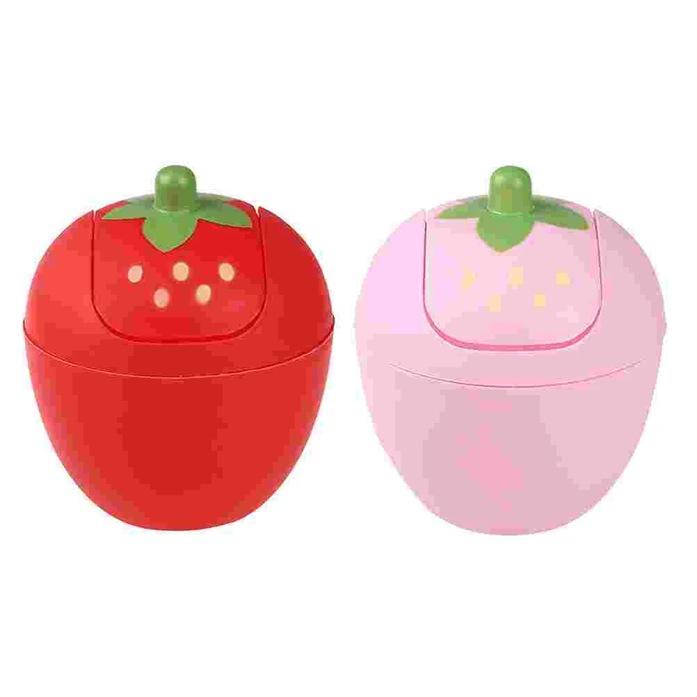 

Can Trash Garbage Bin Desktop Mini Waste Strawberry Storage Small Desk Cute Table Kitchen Basket Lid Container Swingcans Case