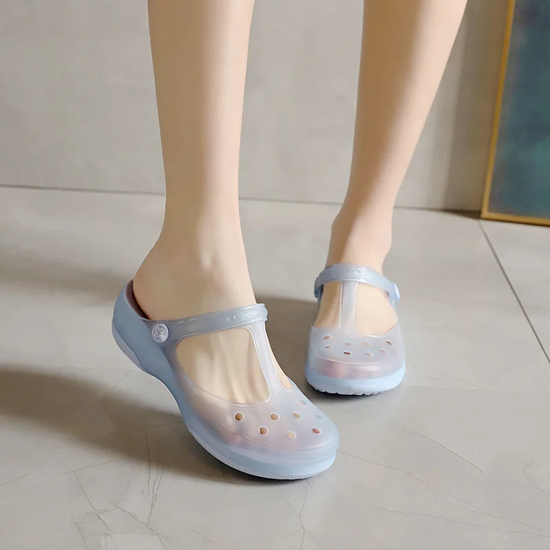 Пляжные туфли для отпуска с мягким дном лета тапочек закрытым носком удобные