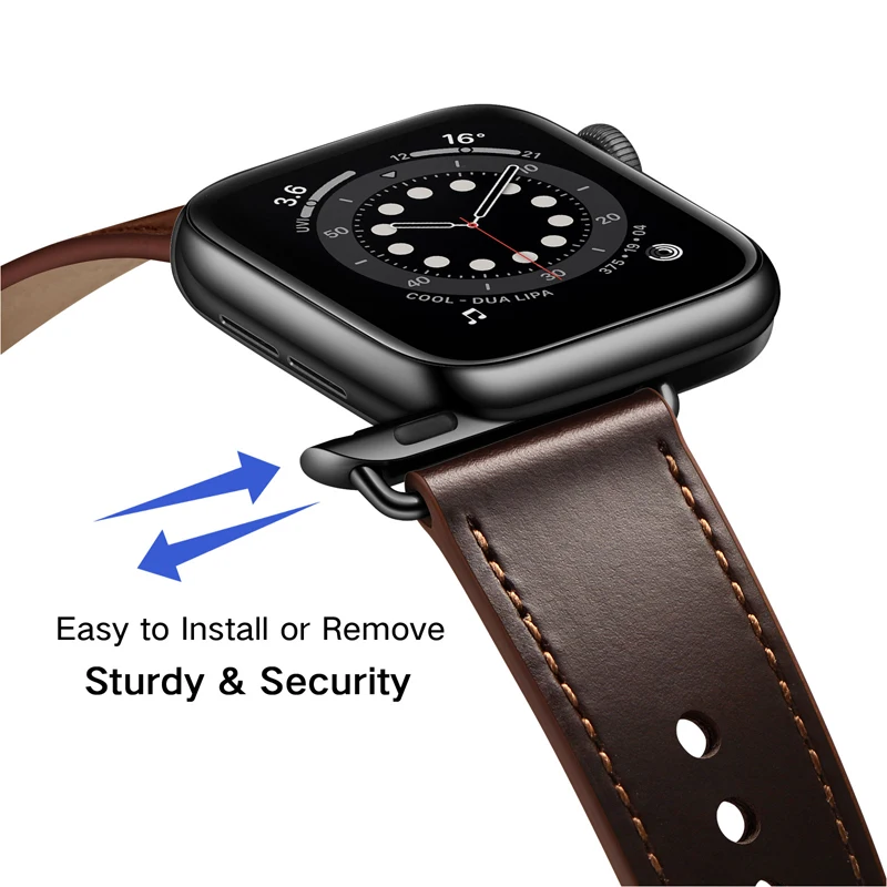Genuine Leather Strap for Apple Watch band 7 45mm 41mm Wrist beilt Bracelet pulseira Iwatch Series 7 6 5 4 44mm 40mm 42mm 38mm