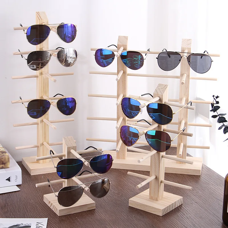 Solid Wood Glasses Display Stand Sunglasses Organizer Display Shelf Sunglasses Holder Swimming Gogges Glasses Stand Showcase