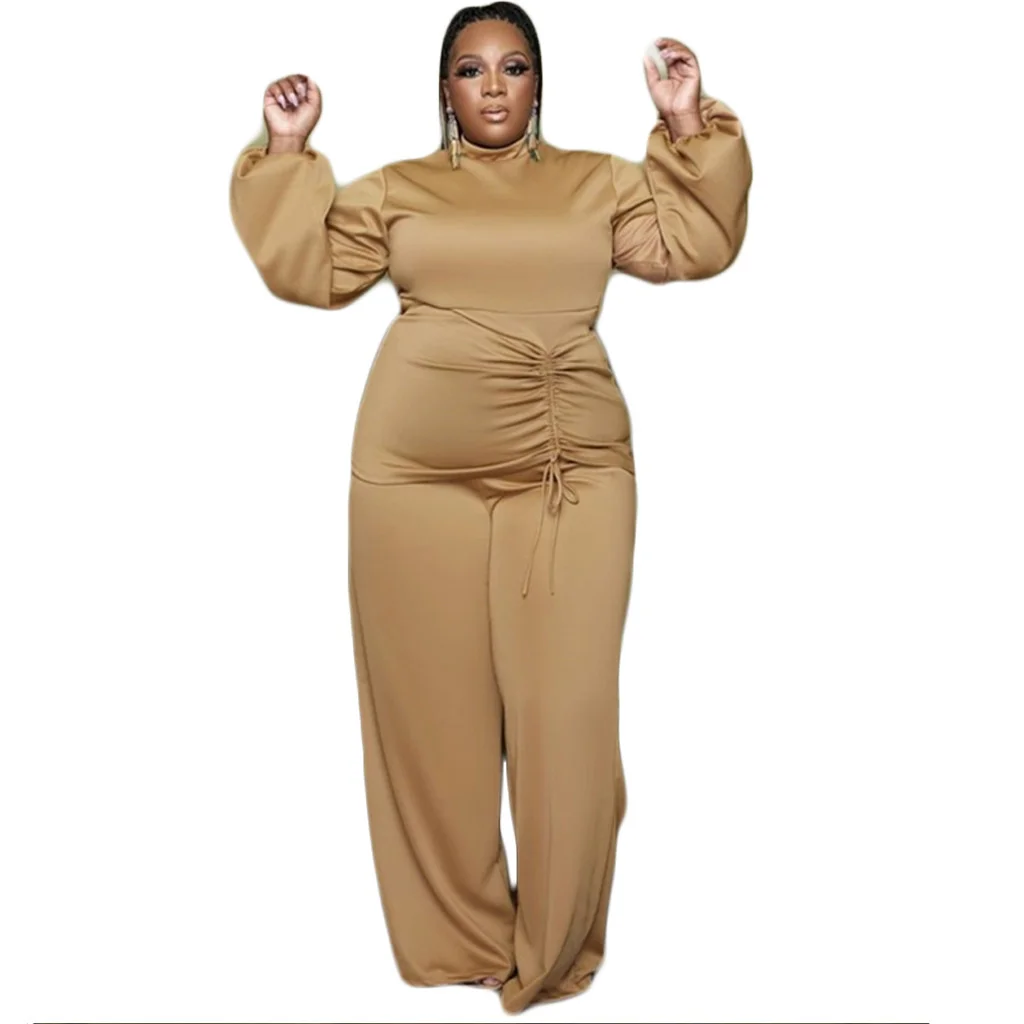 Plus Size Fall Outfits Women Clothing Two Piece Sets Solid Color Long Sleeve Draw String Wi 3xl 4xl 5xl 6xl