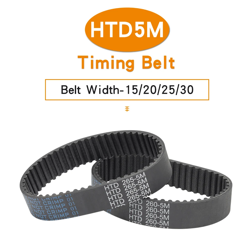 Timing Belt HTD5M-240/245/250/255/260/265/270/275/280/285/290 Closed Loop Rubber Belt Width 15/20/25 mm For 5M Timing Pulley