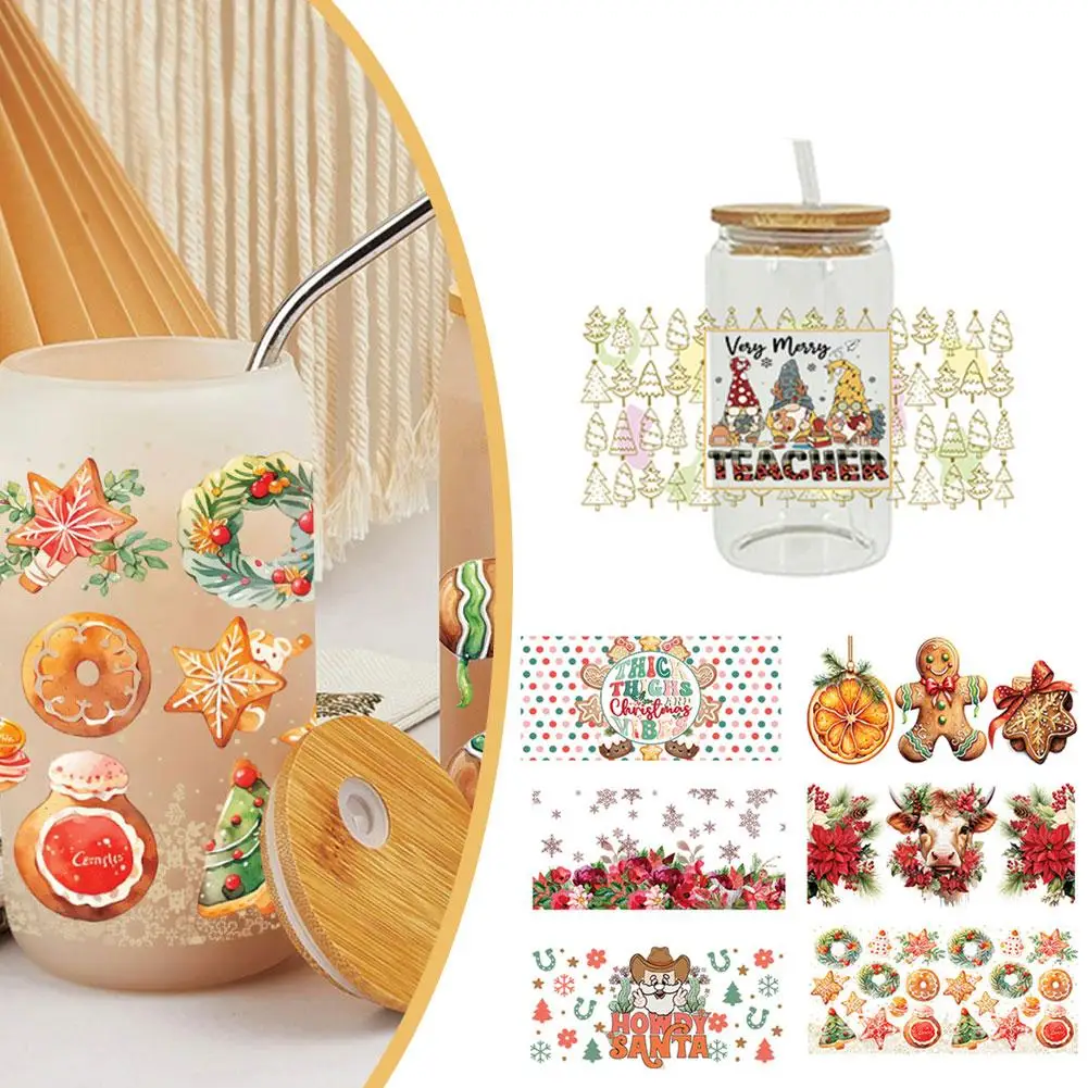 

3D UV DTF Transfers Stickers For 16oz Cup Wraps Merry Christmas Printed For DIY Glass Ceramic Metal Leather Accessories T1C7