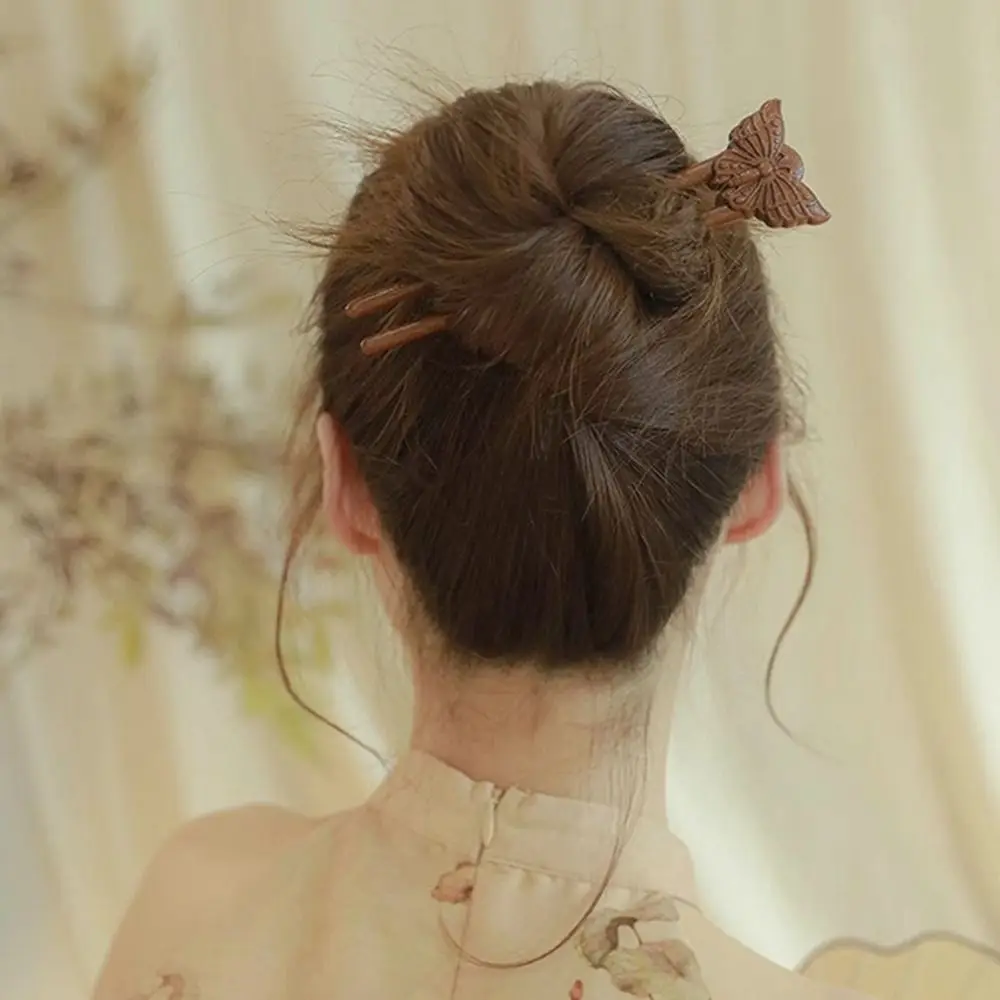 Изысканная деревянная палочка для волос с изображением кота и животных заколка в