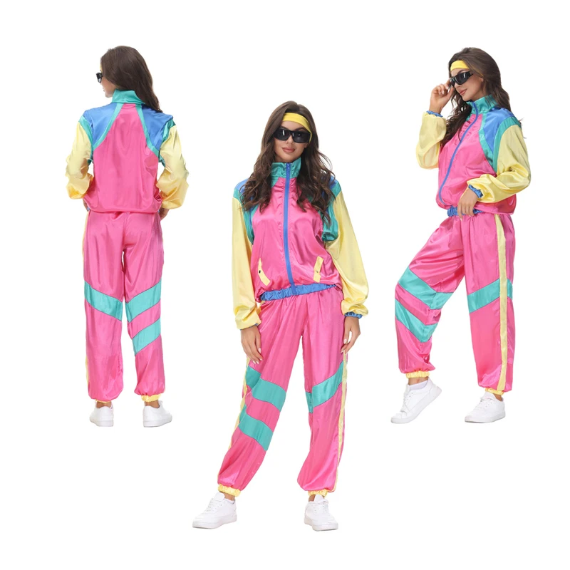 

Retro Disco 80s 90s Sportswear Costumes Halloween Women Fashion Hippie Costume Party Adult Dress Up Hip Hop Reunion Outfits