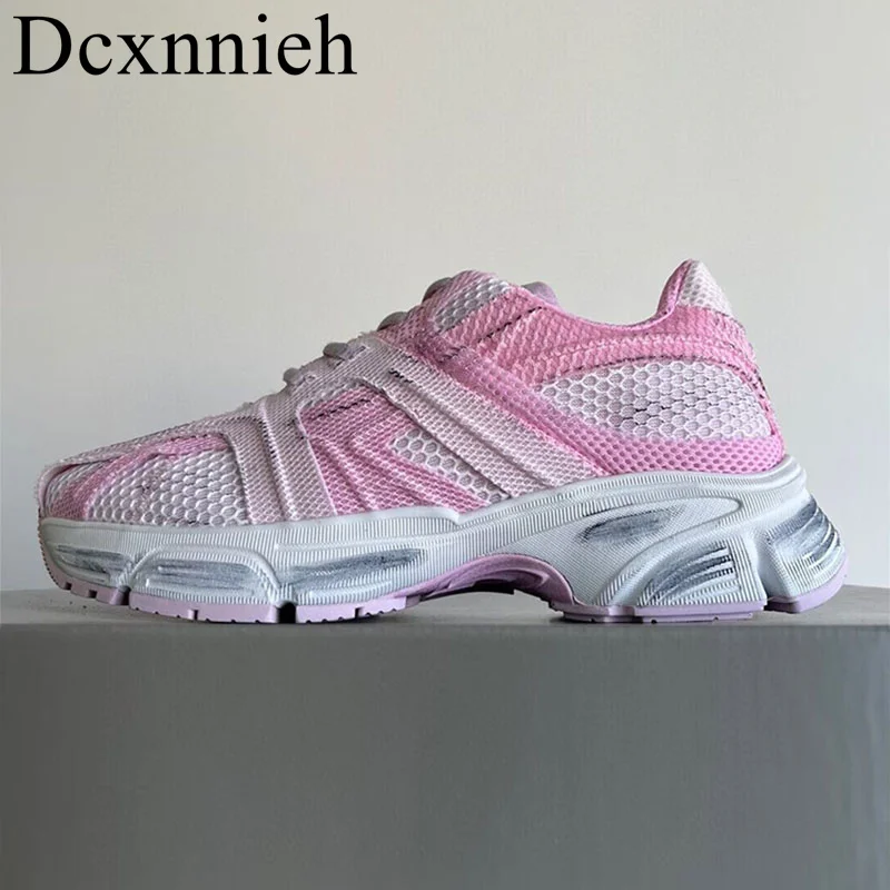 

2023 New Spring and Autumn Mesh Casual Shoes Lace up Comfortable Flat Shoes Breathable sneakers Walking Shoes Unisex Dad's shoes